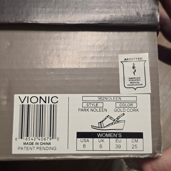 Vionic Park Noleen Wedge Comfort Sandals Gold Cork Strappy Medallion Womens Sz 8 - Picture 8 of 8